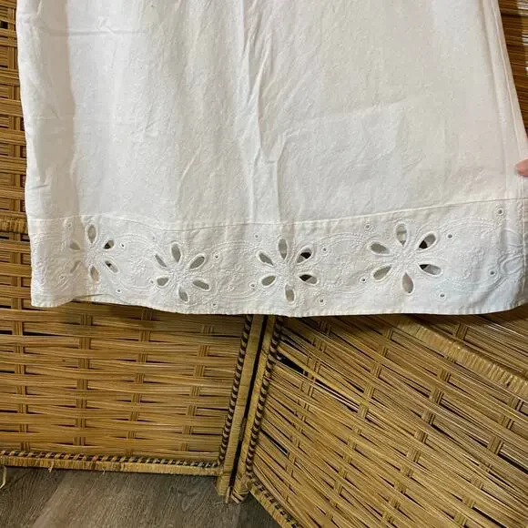 Vintage Tweeds White Linen Blend Eyelet Embroidered Midi Skirt Size 14 boho - Picture 2 of 6